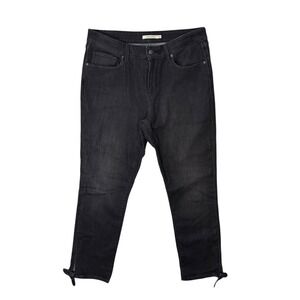 Levi's Mid Rise Skinny Jeans Black Denim Ankle‎ Tie Size 12